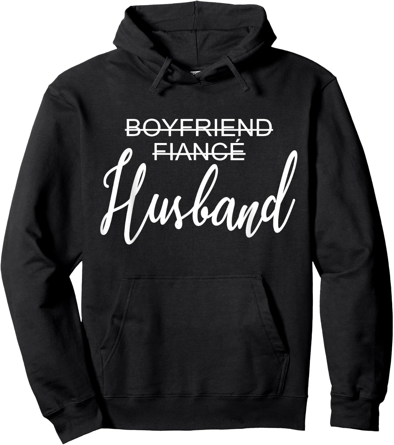 Boyfriend Fiancé Husband, Wedding, Just Married, Matching Hoodie - Hoodie | Black