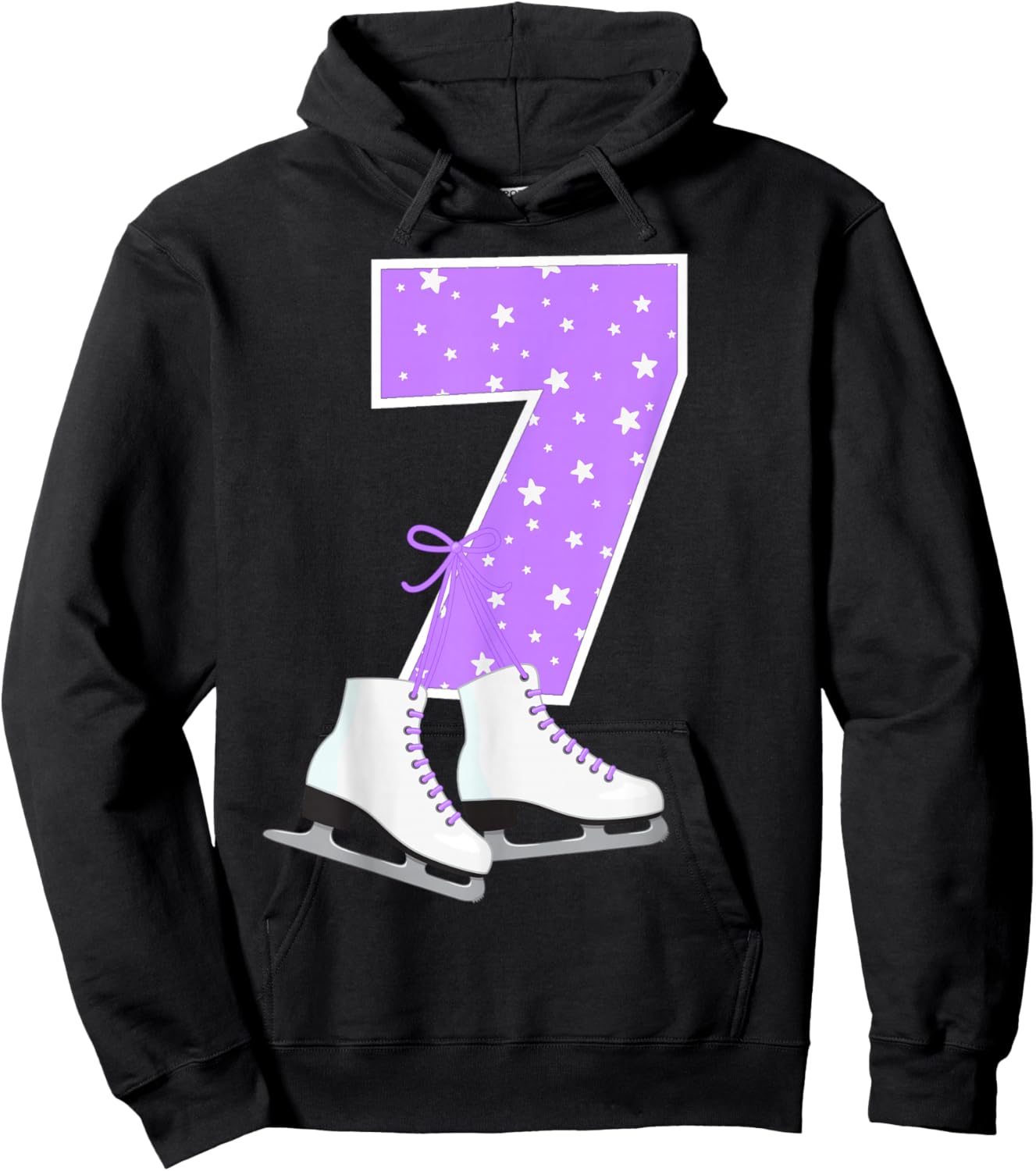 Kids Ice Skating 7 Years I'm 7 Birthday Girl Ice Skate Party Hoodie - Hoodie | Black