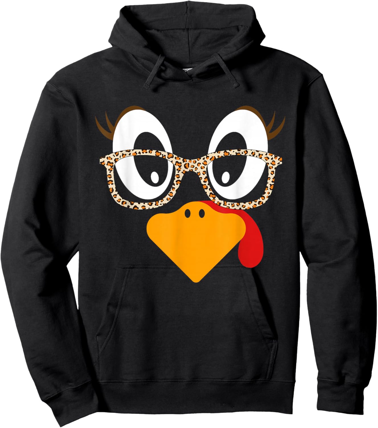 Thanksgiving Shirts Girls Turkey Face Eyelashes Hoodie - Hoodie | Black