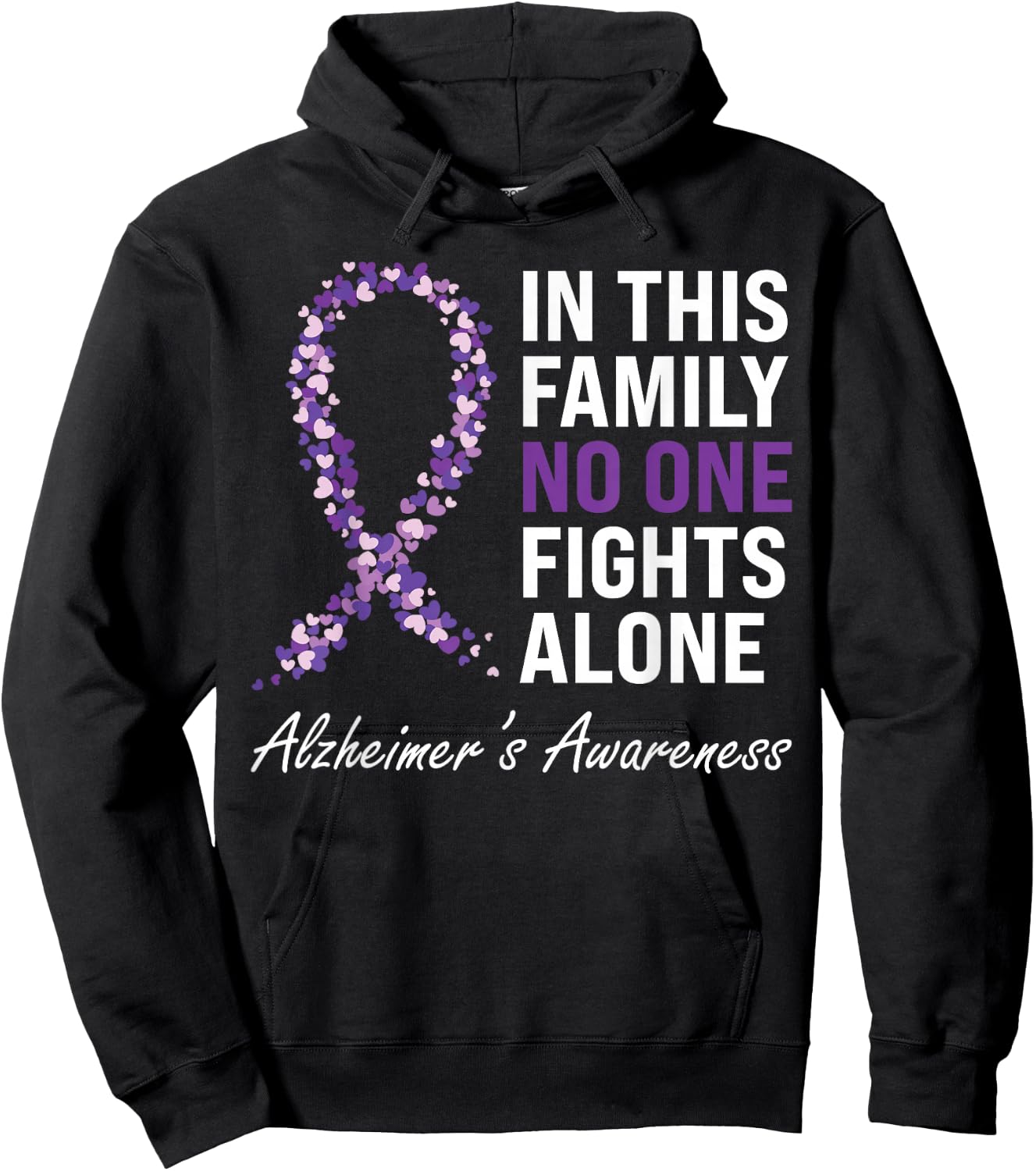 Alzheimer's Awareness Purple Ribbon Dementia Mom Dad Grandpa Hoodie - Hoodie | Black