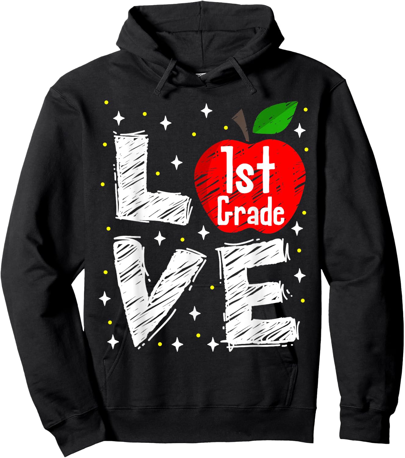 Love 1st Grade Apple Funny Back To School Teacher Gift Men Women Kids Hoodie - Hoodie | Black