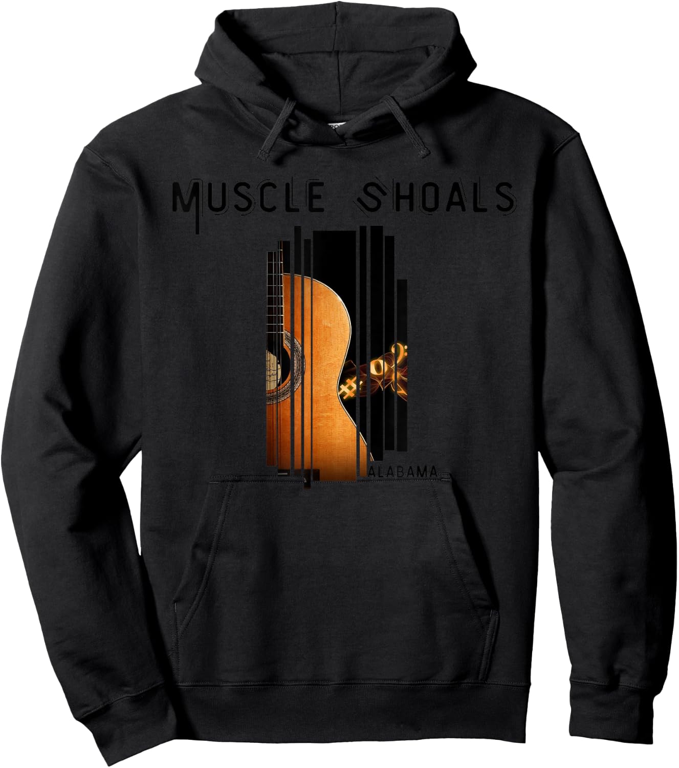 Muscle Shoals Alabama AL Distressed Grunge Text Music City Hoodie - Hoodie | Black