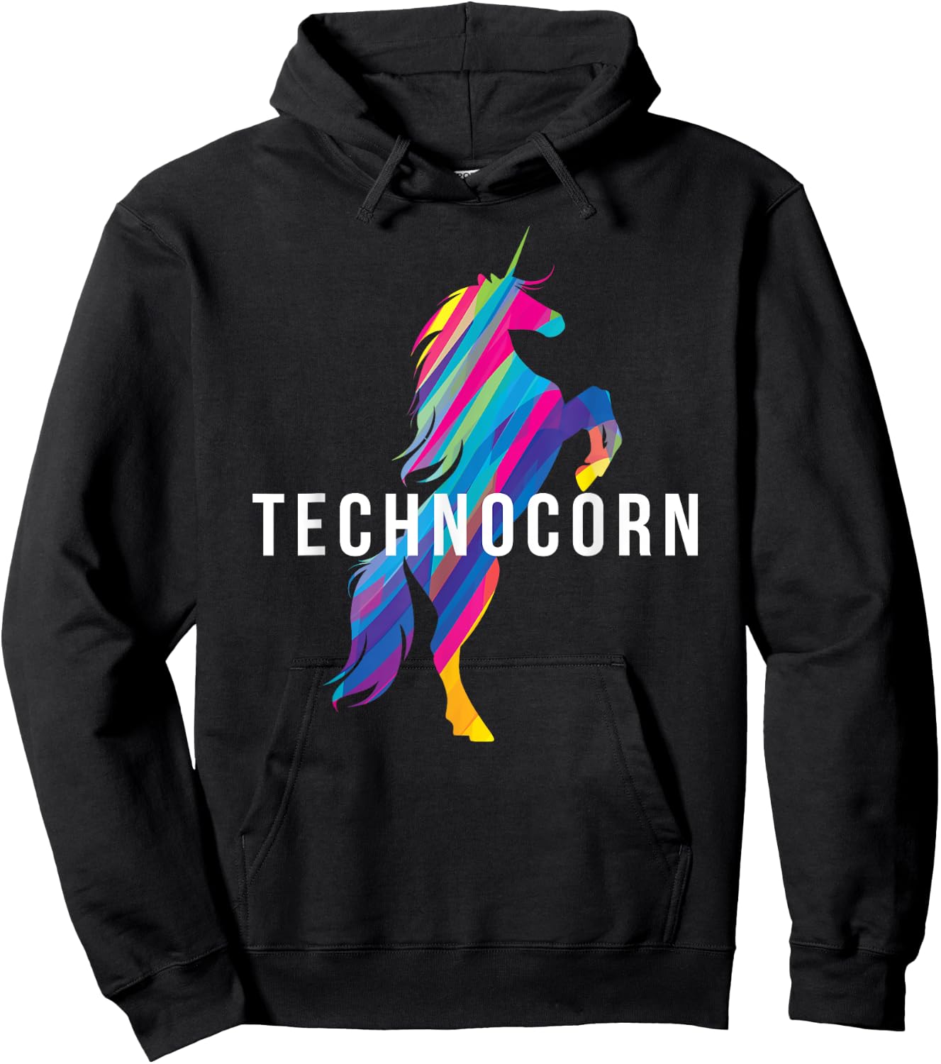 Technocorn I Electronic Raver Music DJ Festival Unicorn Hoodie - Hoodie | Black