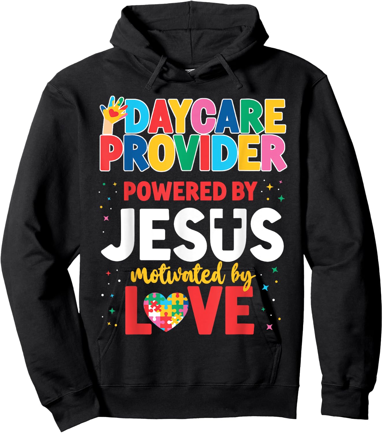 Childcare Daycare Provider Teacher Babysitter Jesus Faith Men Women Girls Kids Hoodie - Hoodie | Black
