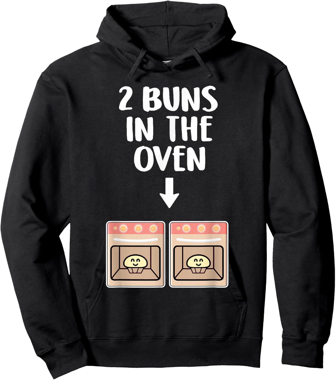 Buns In The Oven Twins Pregnancy Announcement Gender Reveal Hoodie - Hoodie | Black