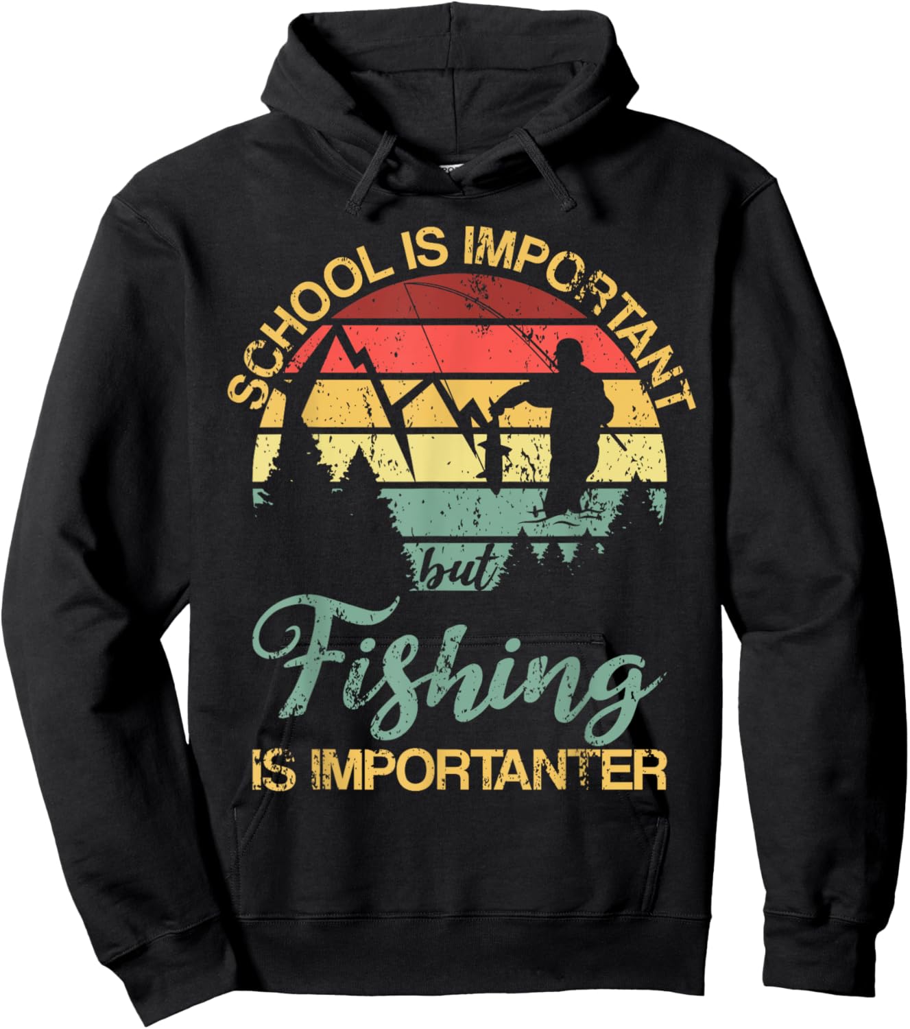 School Is Important But Fishing Is Importanter Youth Kids Hoodie - Hoodie | Black