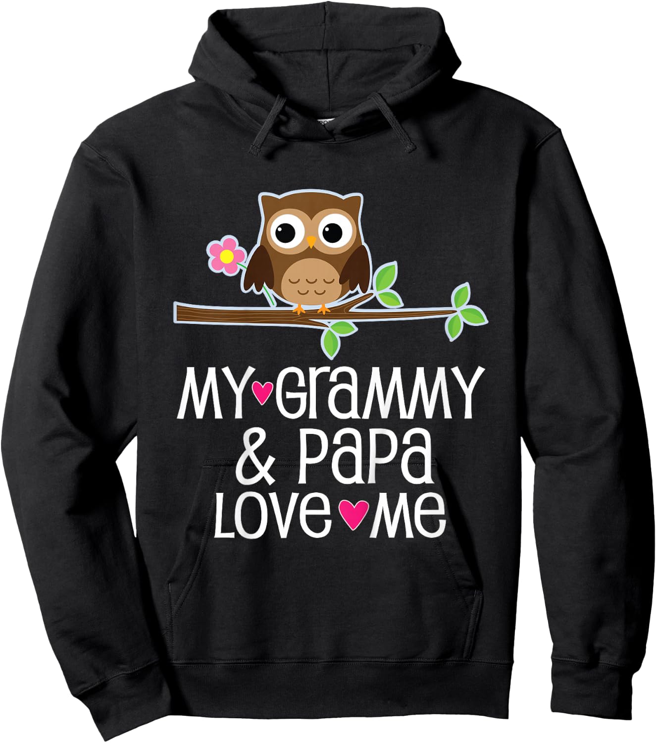 My Grammy and Papa Love Me Granddaughter Owl Hoodie - Hoodie | Black