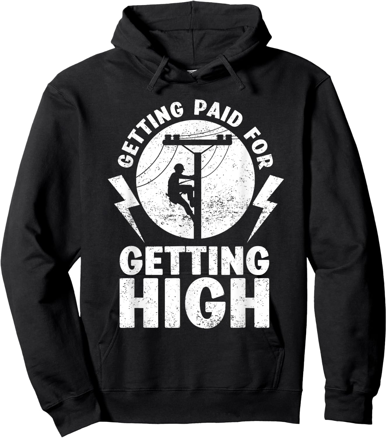 Funny Electrician Gift Electrical Power Lineman Men Boys Hoodie - Hoodie | Black