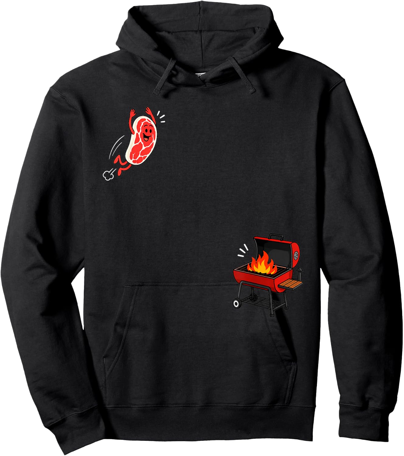 Steak Dive Funny Flying Steak BBQ Grilling Cartoon Humor Art Hoodie - Hoodie | Black