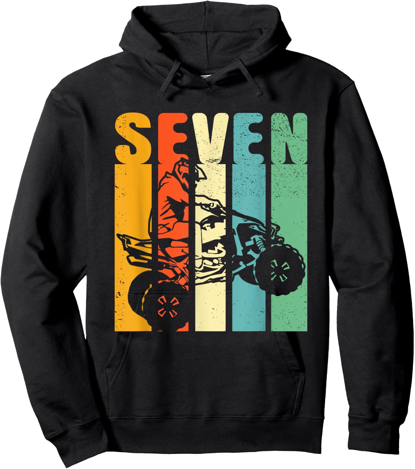 7th Birthday ATV Off Road Four Wheeler Quad Bike Mud Racing Hoodie - Hoodie | Black