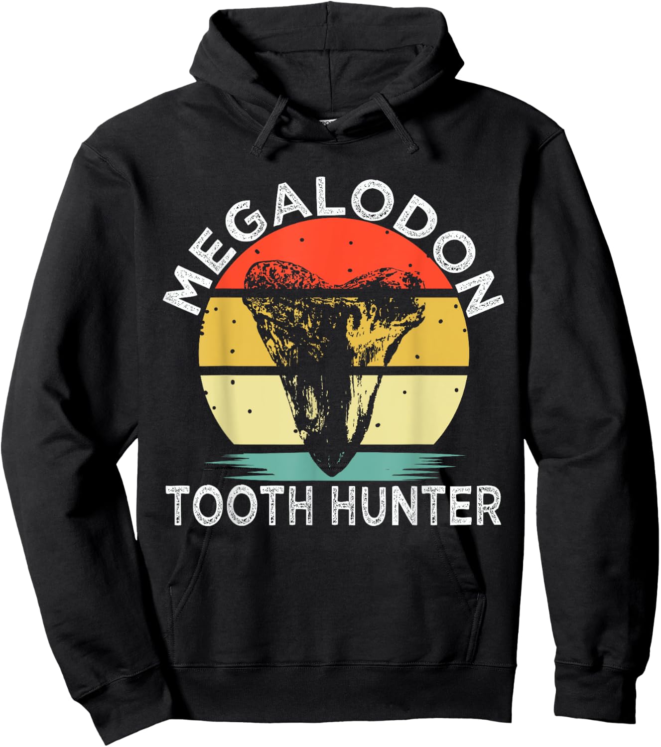Megalodon Tooth Hunter Retro Shark Fossil Tooth Collector Hoodie - Hoodie | Black