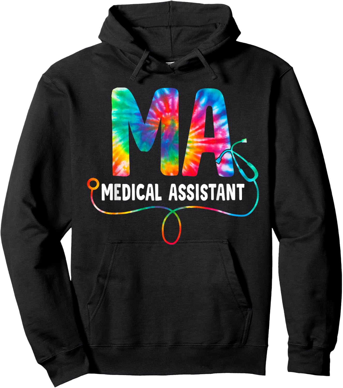 Tie Dye MA Medical Assistant Nurse Stethoscope MA Hoodie - Hoodie | Black