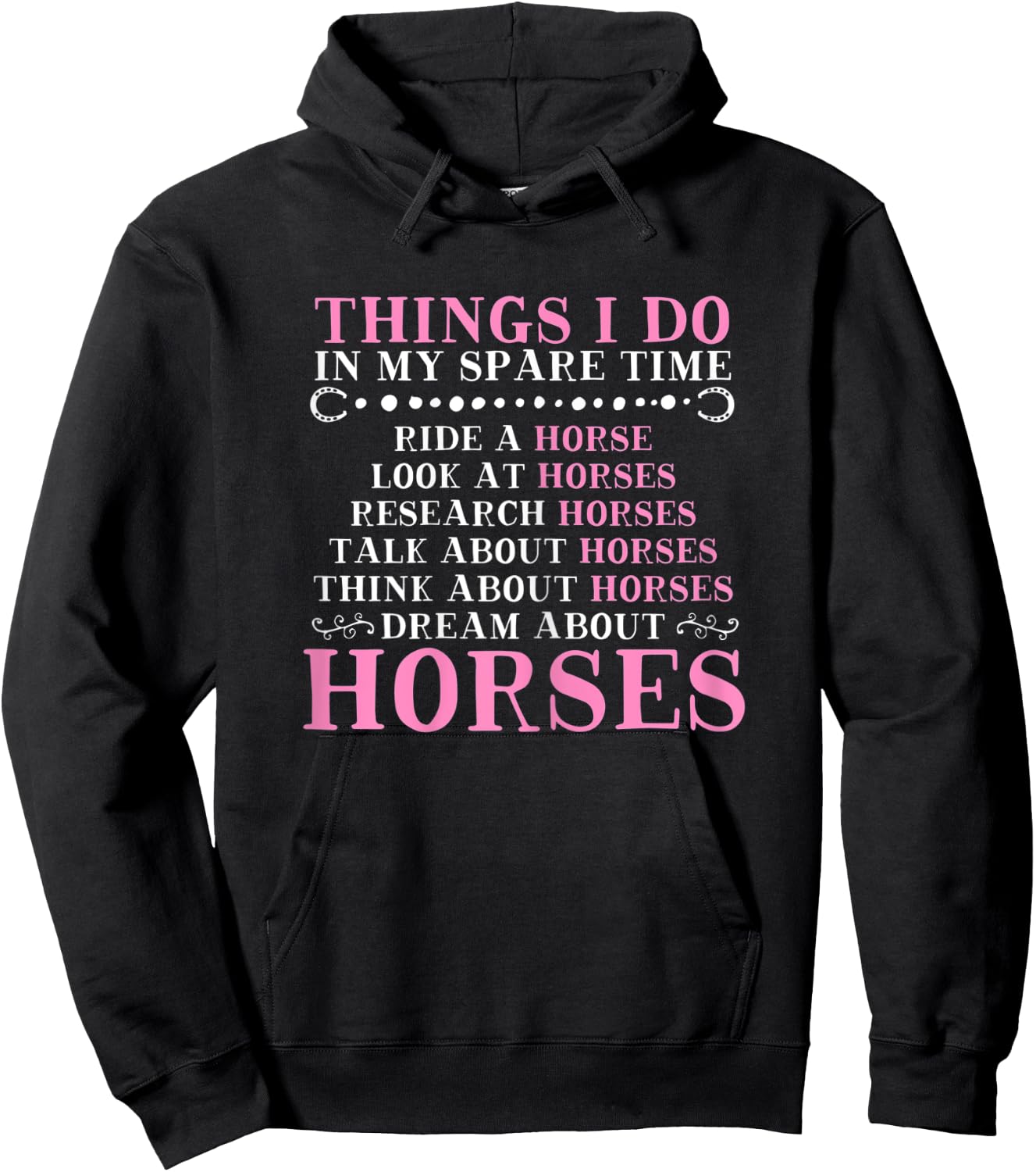 Girls Things I Do In My Spare Time Horse for Girls Women Hoodie - Hoodie | Black