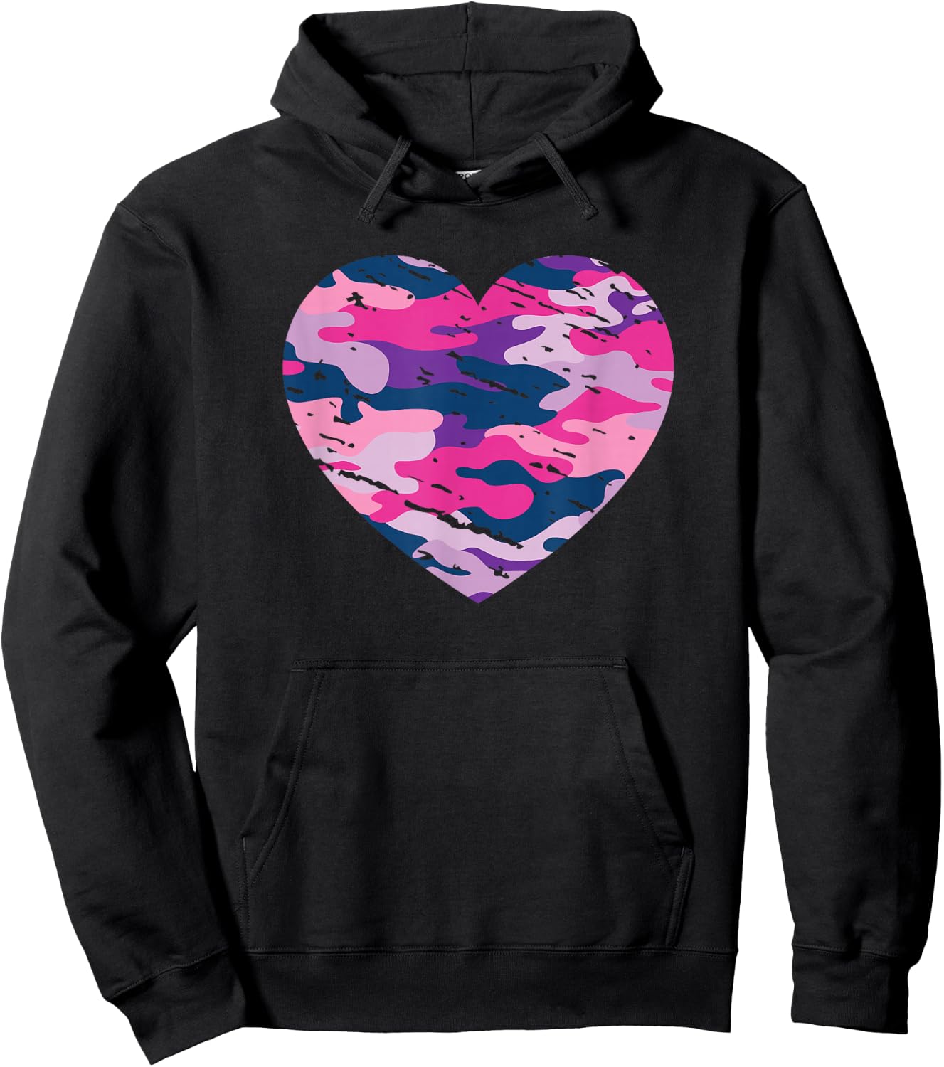 Camouflage Pink Blue Lavender Purple Camo Aesthetic Heart Hoodie - Hoodie | Black
