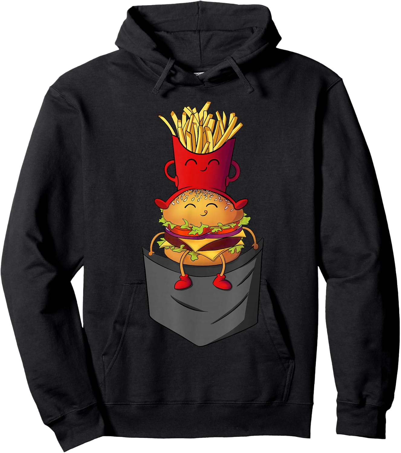 Fast Food in Pocket - Fries Burger Pommes Frites Potato Hoodie - Hoodie | Black