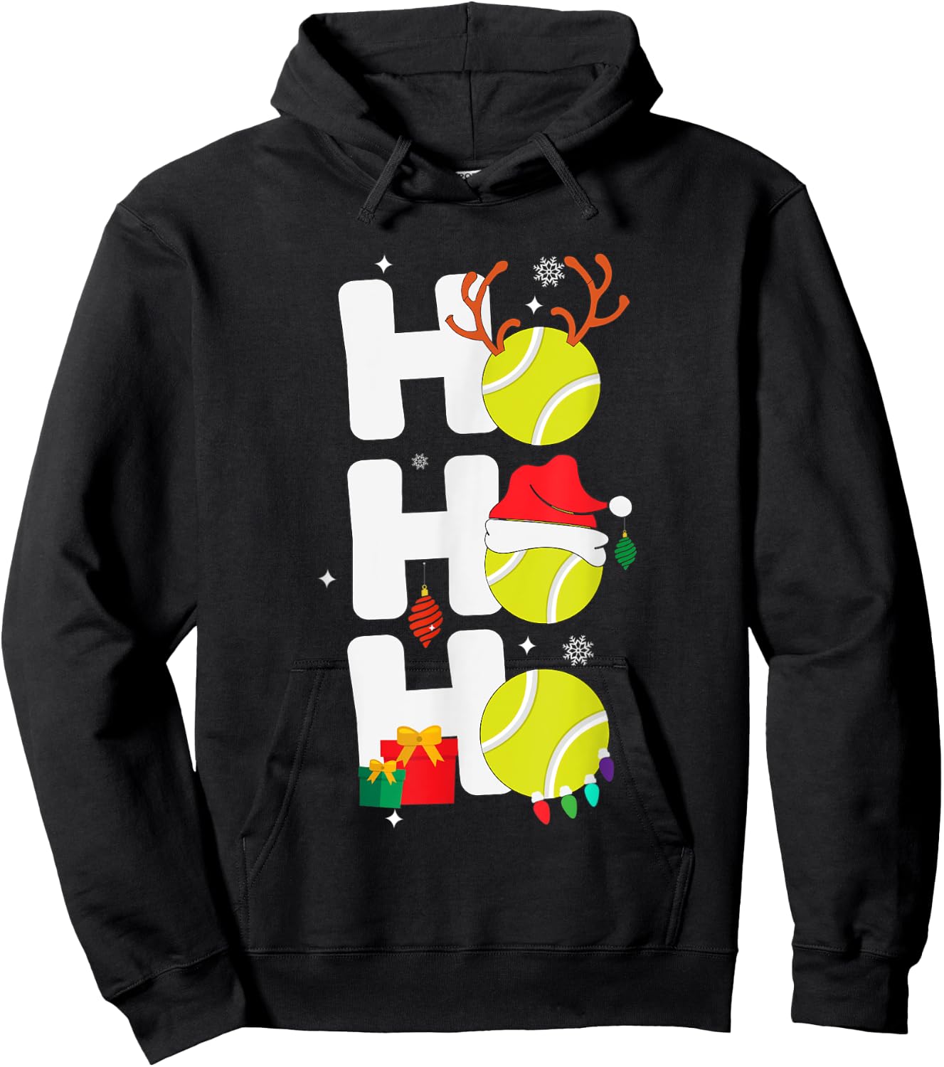 Christmas Funny Ho Ho Ho tennis Santa Lover Hoodie - Hoodie | Black