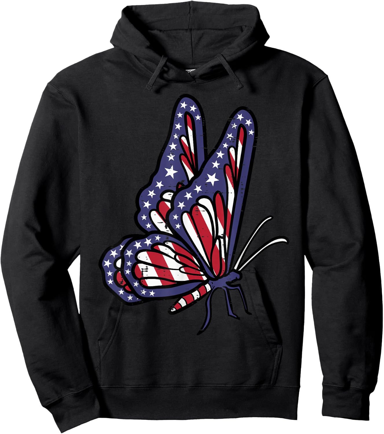 US American Flag Butterfly Memorial Day 4th July Of Patriot Hoodie - Hoodie | Black