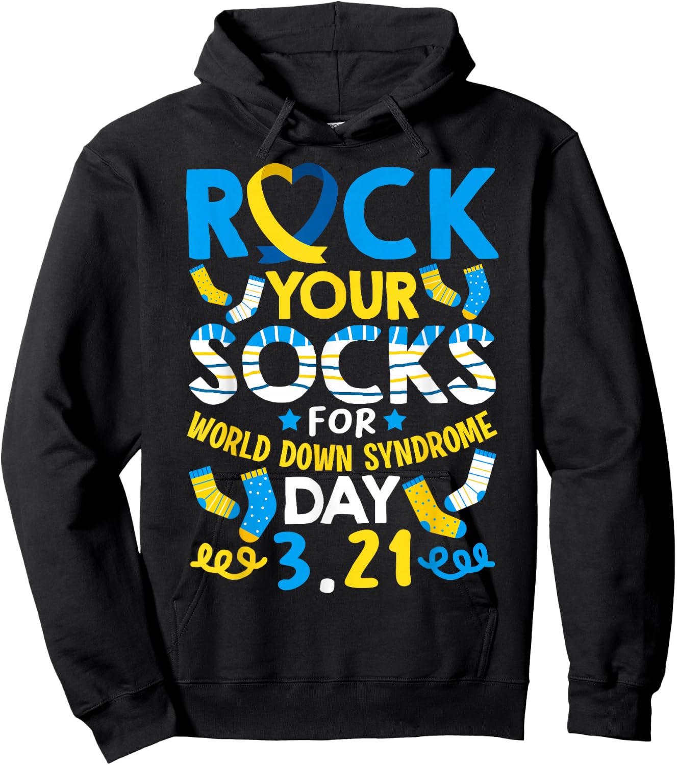 Rock Your Socks Down Syndrome Day Awareness for Boys Girls Hoodie - Hoodie | Black