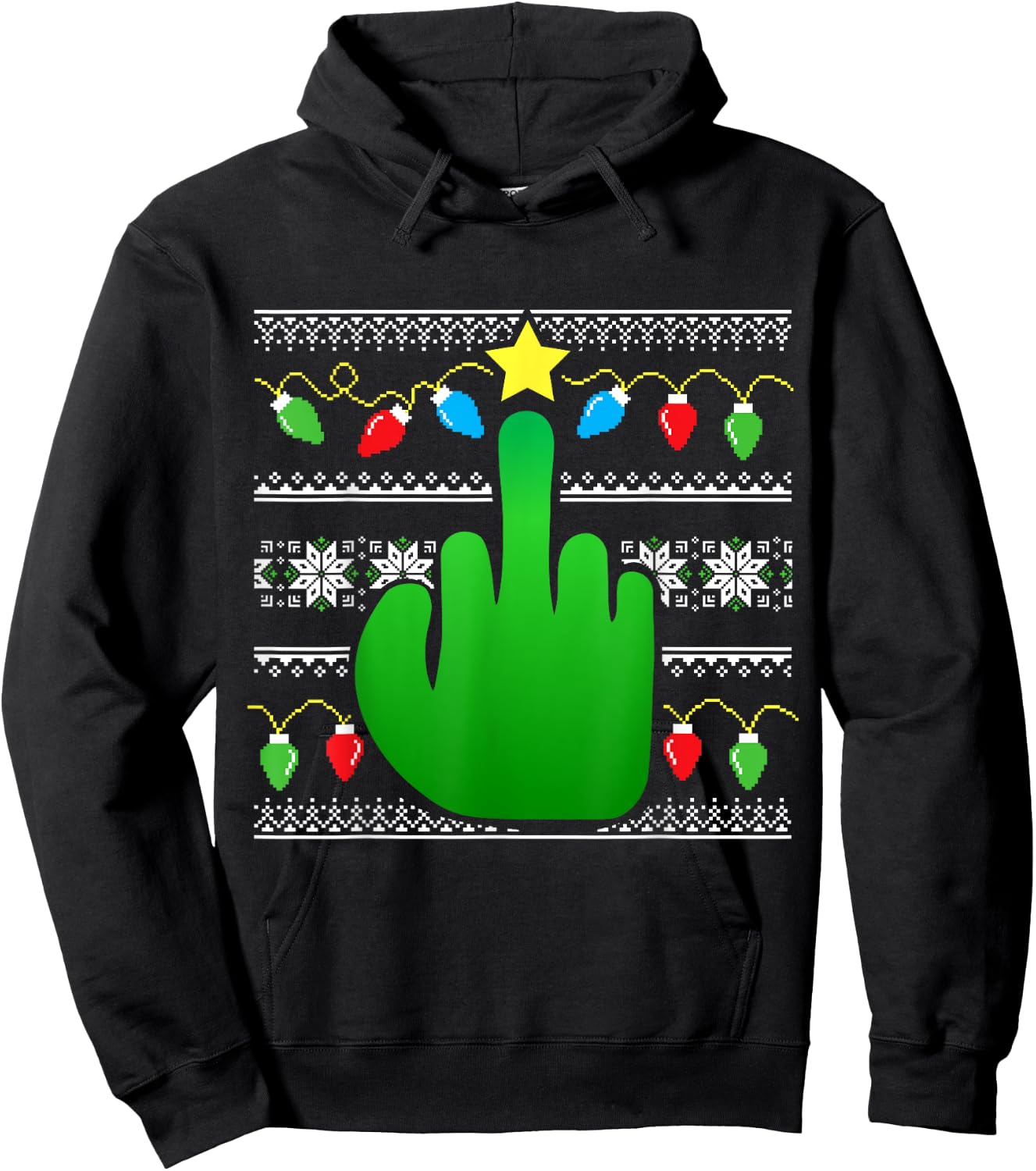 Inappropriate Ugly Christmas Sweater Style Funny Hoodie - Hoodie | Black