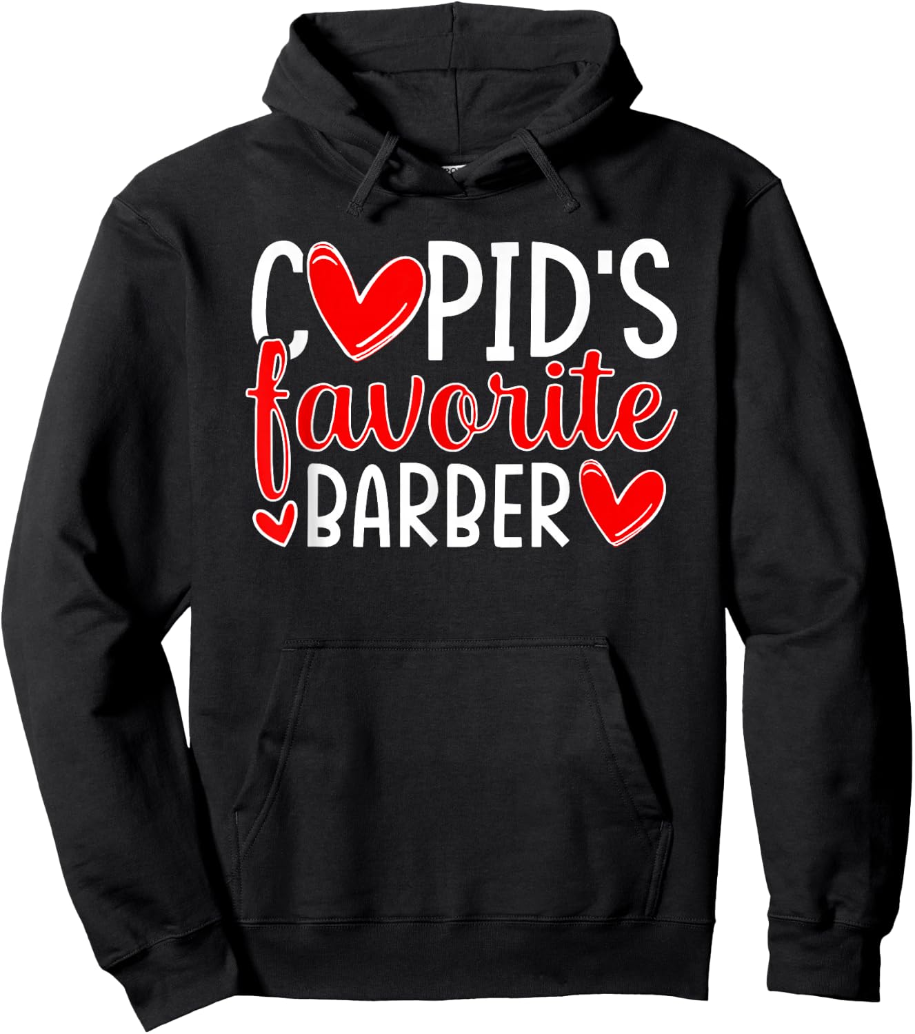 Cupid's Favorite Barber Funny Hearts Valentine's Day Hoodie - Hoodie | Black