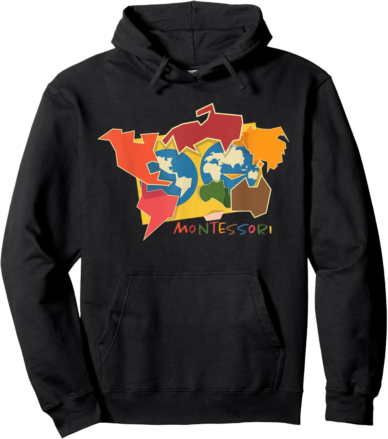 Montessori continent map Hoodie - Hoodie | Black