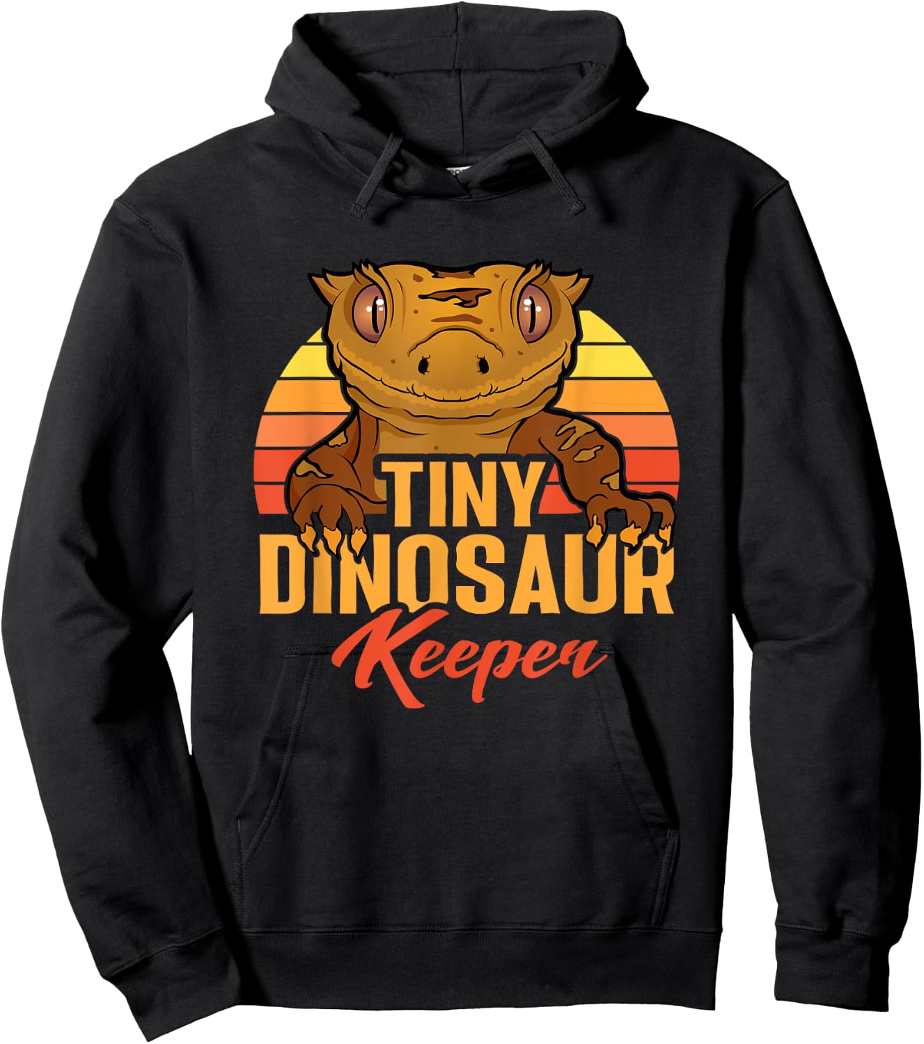 Retro Crested Gecko Tiny Dinosaur Keeper Herpetologist Hoodie - Hoodie | Black