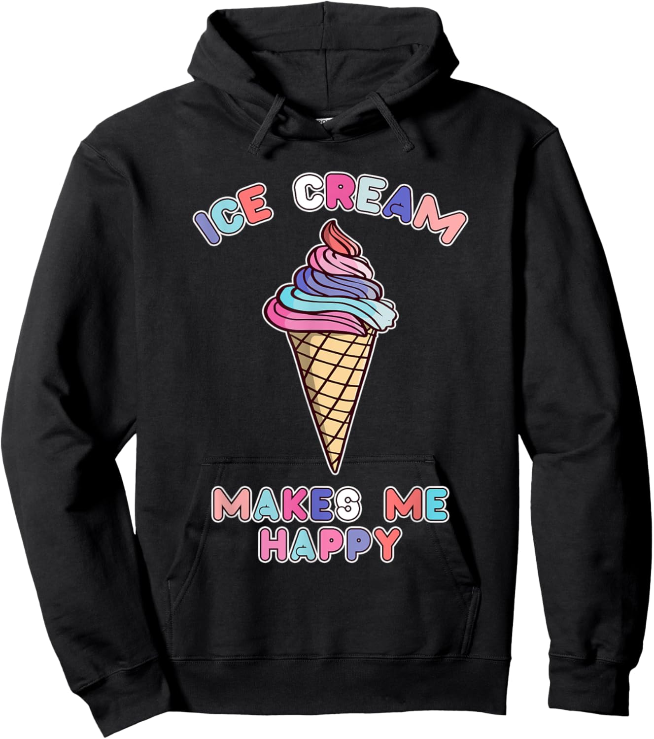Cute Ice Cream Makes Me Happy Women Hoodie - Hoodie | Black