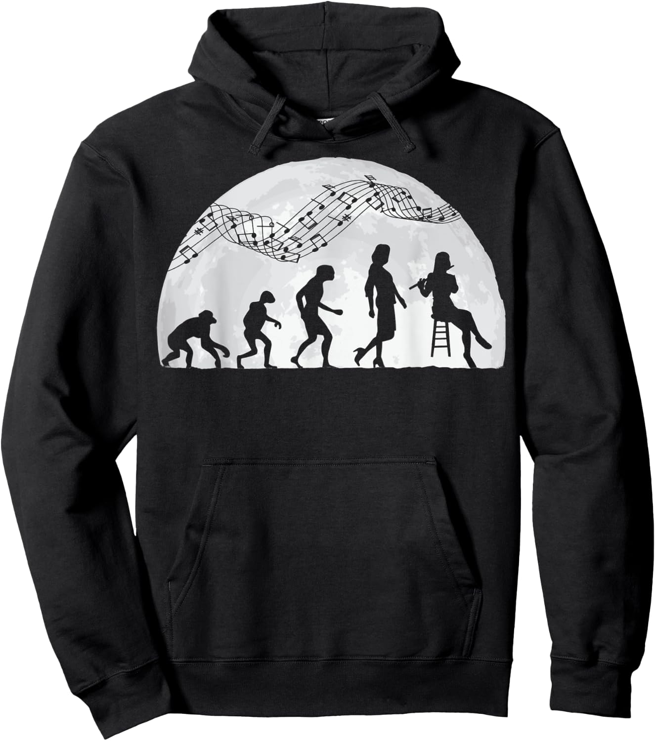 Flute player evolution flutist classical music Hoodie - Hoodie | Black