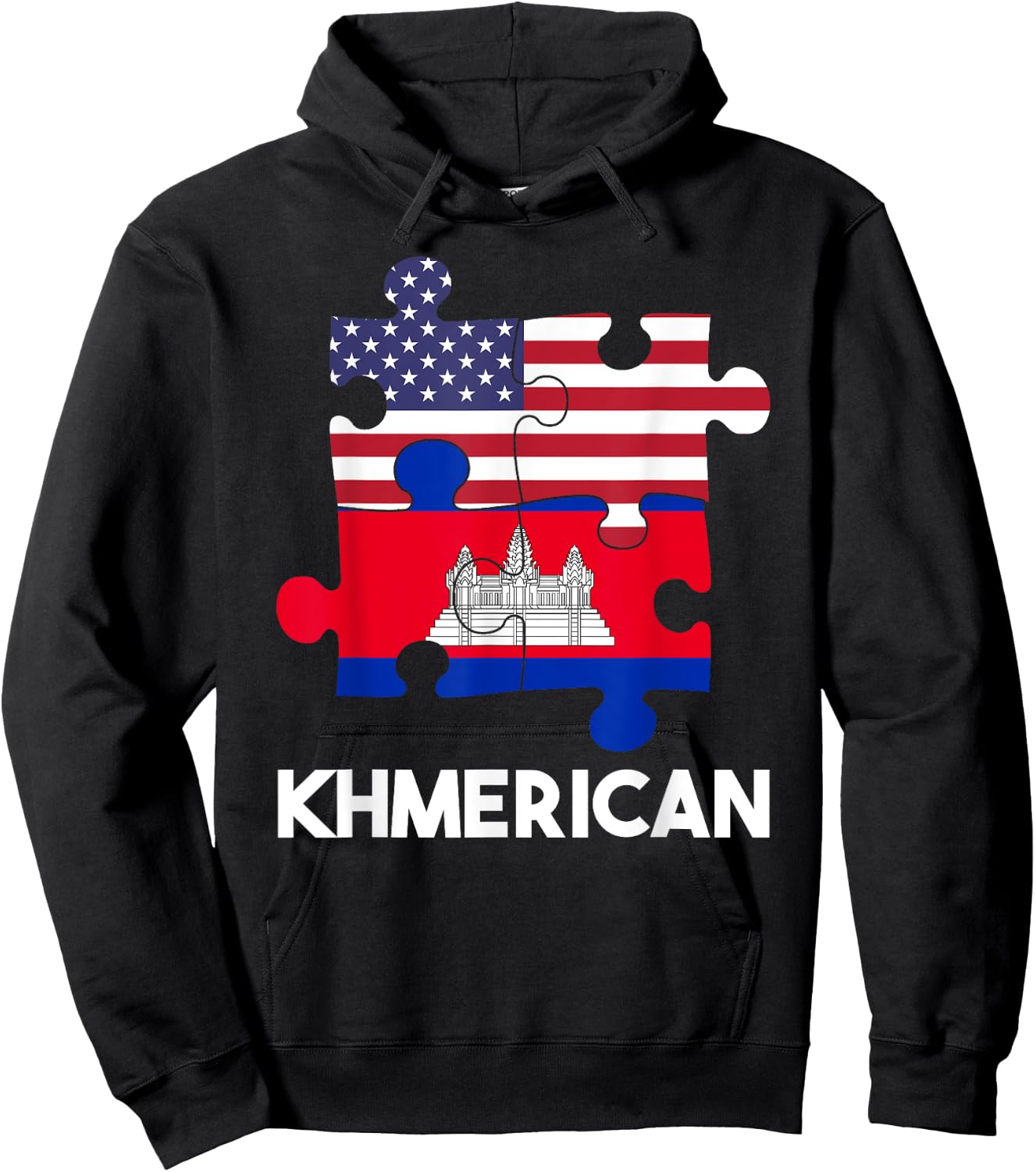 Cambodia Cambodian Khmer Proud Flag America American DNA Hoodie - Hoodie | Black