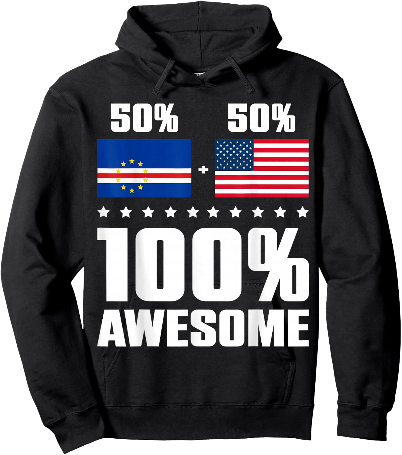 Half Cape Verdean Half American Awesome Cape Verde USA Flag Hoodie - Hoodie | Black