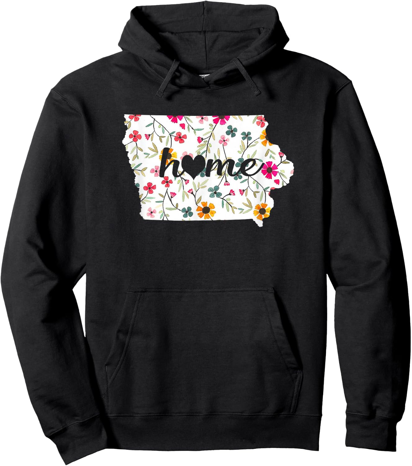 Floral Iowa Home Hoodie - Hoodie | Black