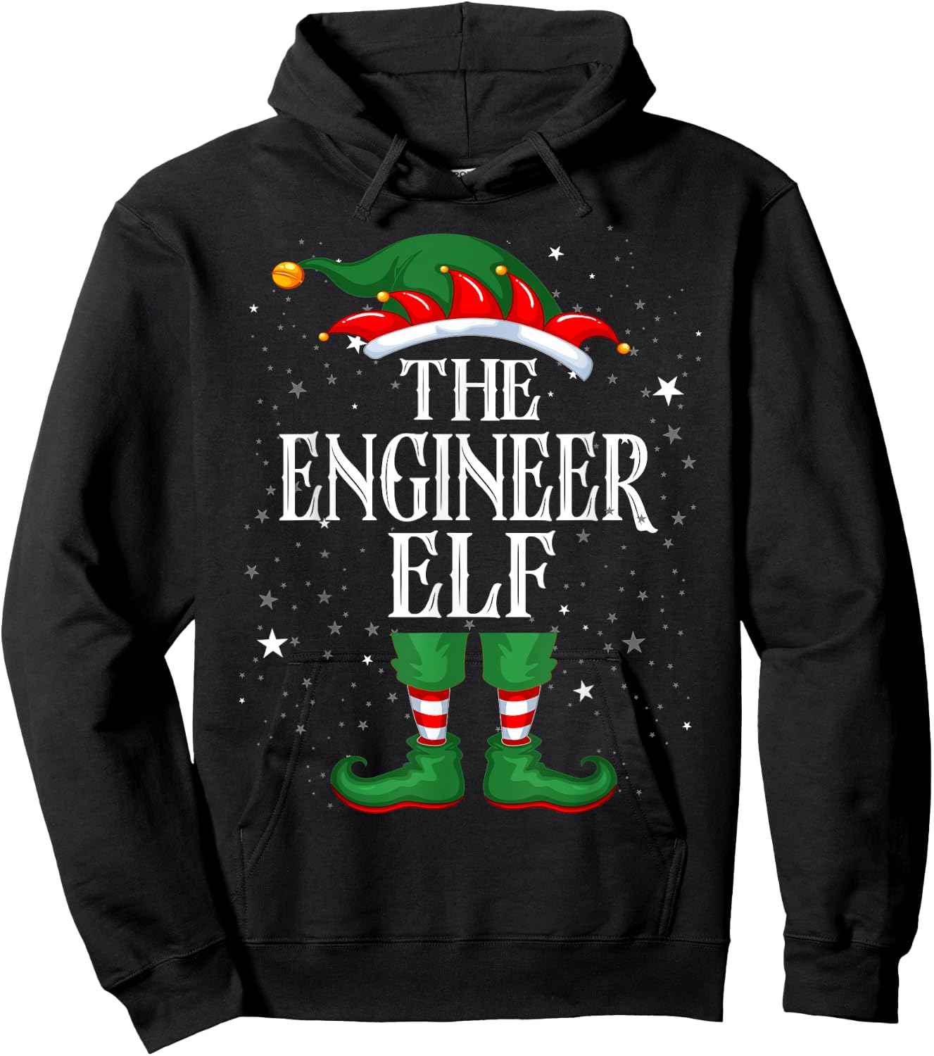 Christmas Elf Matching Family Group Funny The engineer Elf Hoodie - Hoodie | Black