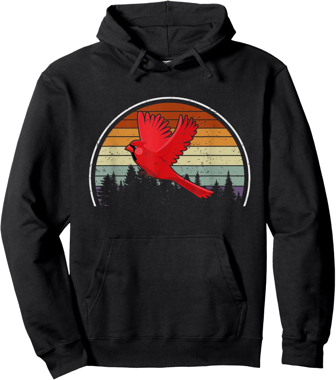 Birdwatcher Bird Lover Nature Bird Retro Red Cardinal Hoodie - Hoodie | Black
