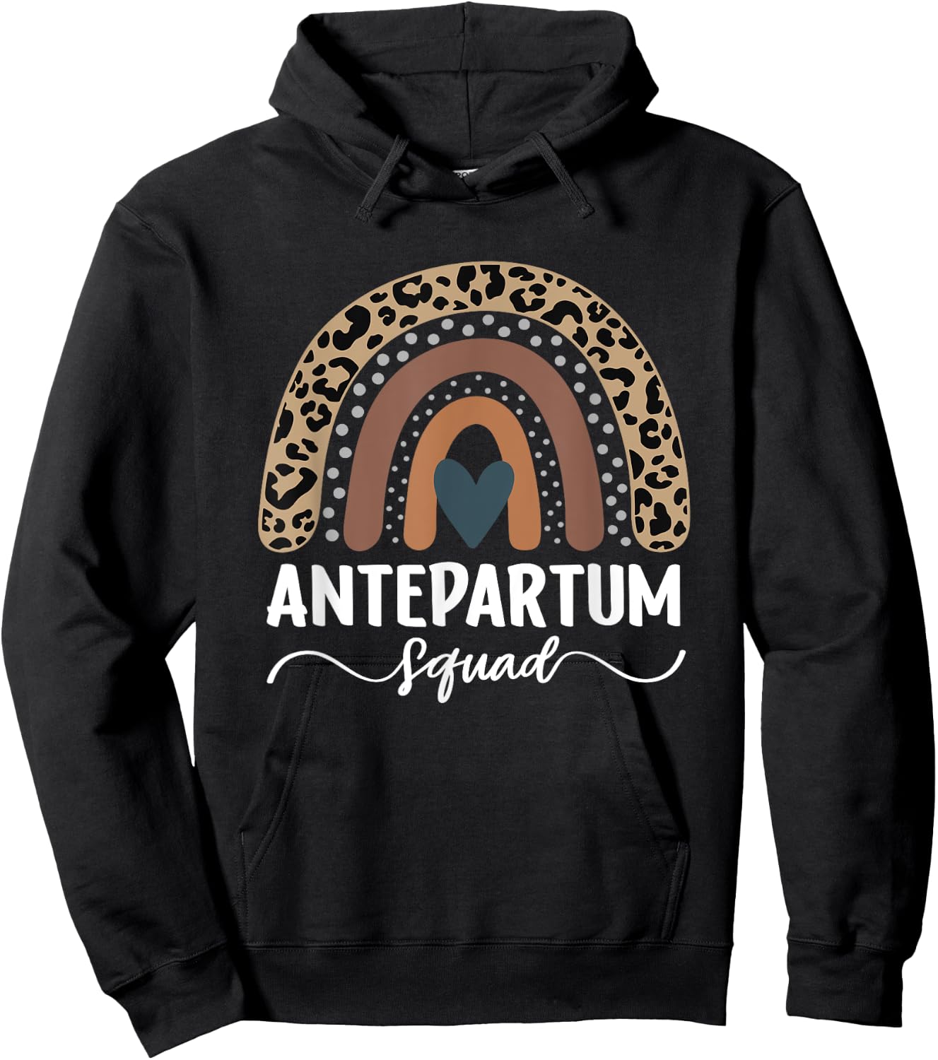 Antepartum Squad, Leopard Rainbow Antepartum Nurse Hoodie - Hoodie | Black