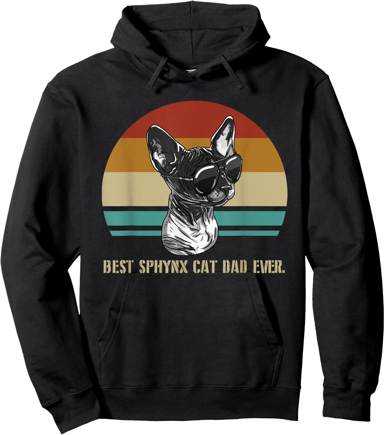 Best Sphynx Cat Dad Ever Retro Feline Animal Lover Gift Men Hoodie - Hoodie | Black
