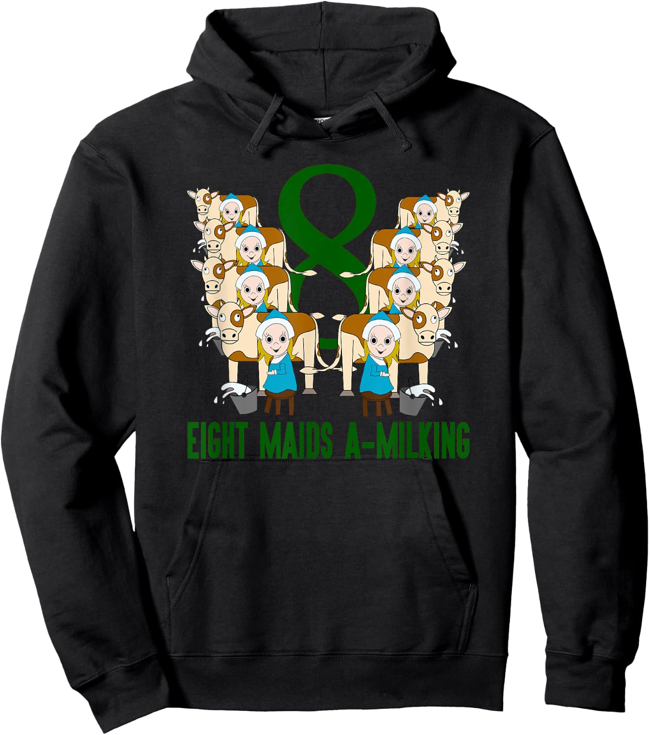Eight Maids A-Milking Song 12 Days Christmas Hoodie - Hoodie | Black