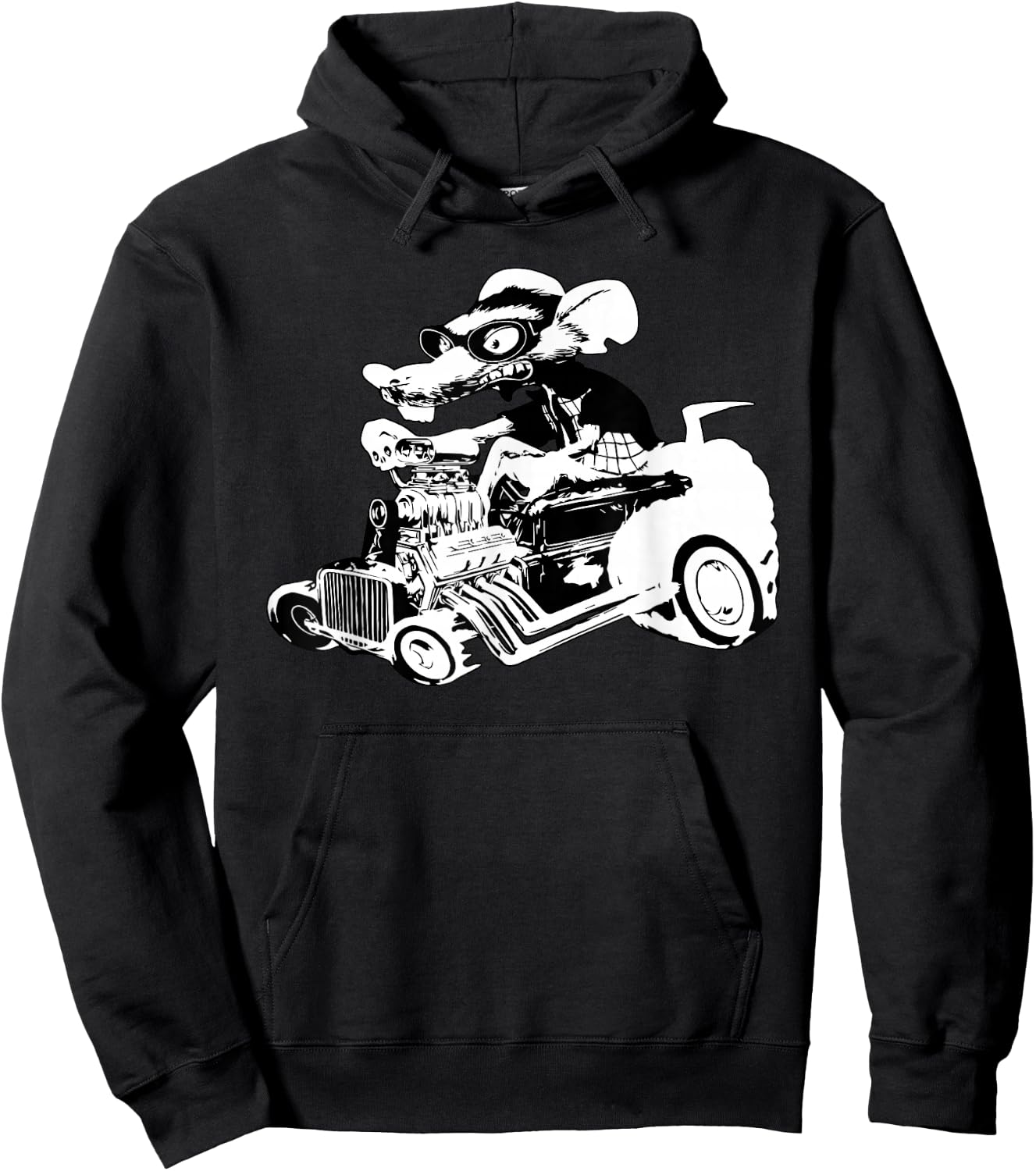 Rat Rod Shirt Rat on top of Hot Rod Gift Hoodie - Hoodie | Black