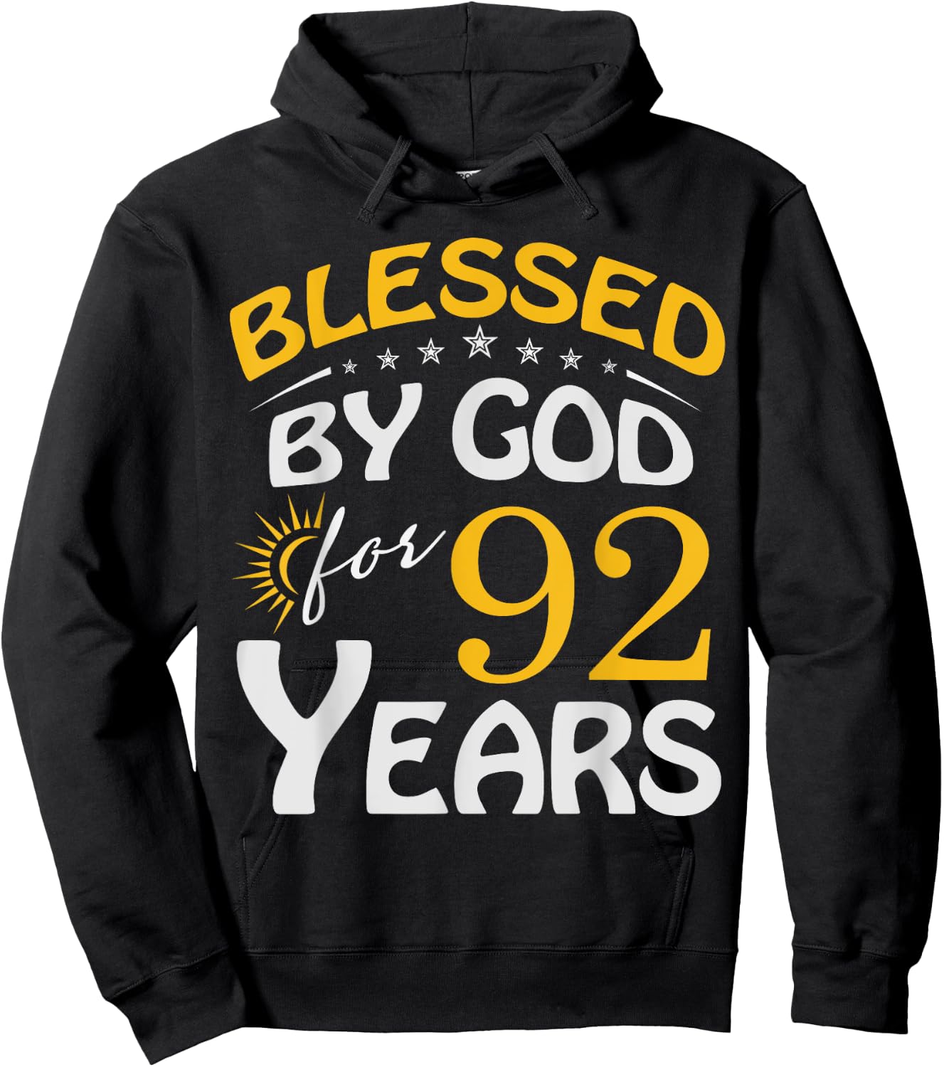 Vintage Blessed by God For 92 Years Old Happy 92nd Birthday Hoodie - Hoodie | Black