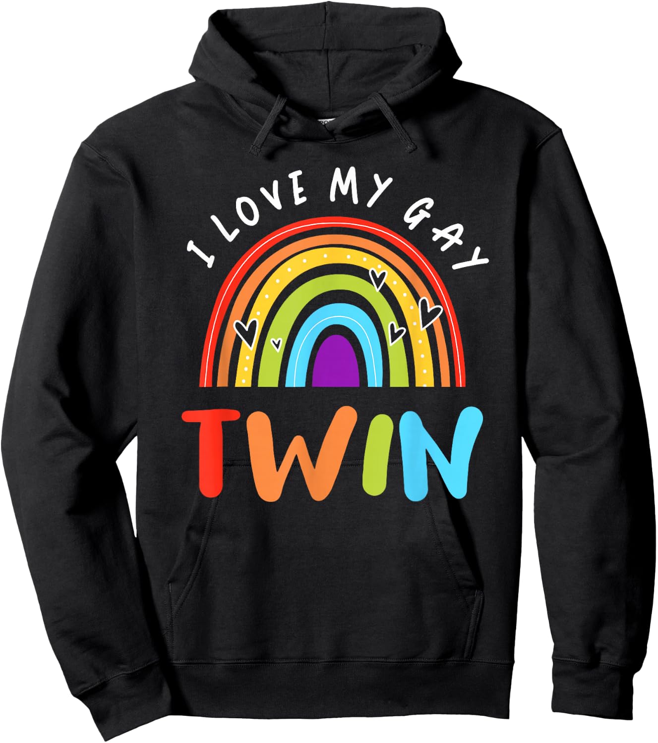 LGBT Gay Men Pride Flag Rainbow Flag I Love My Gay Twin Hoodie - Hoodie | Black