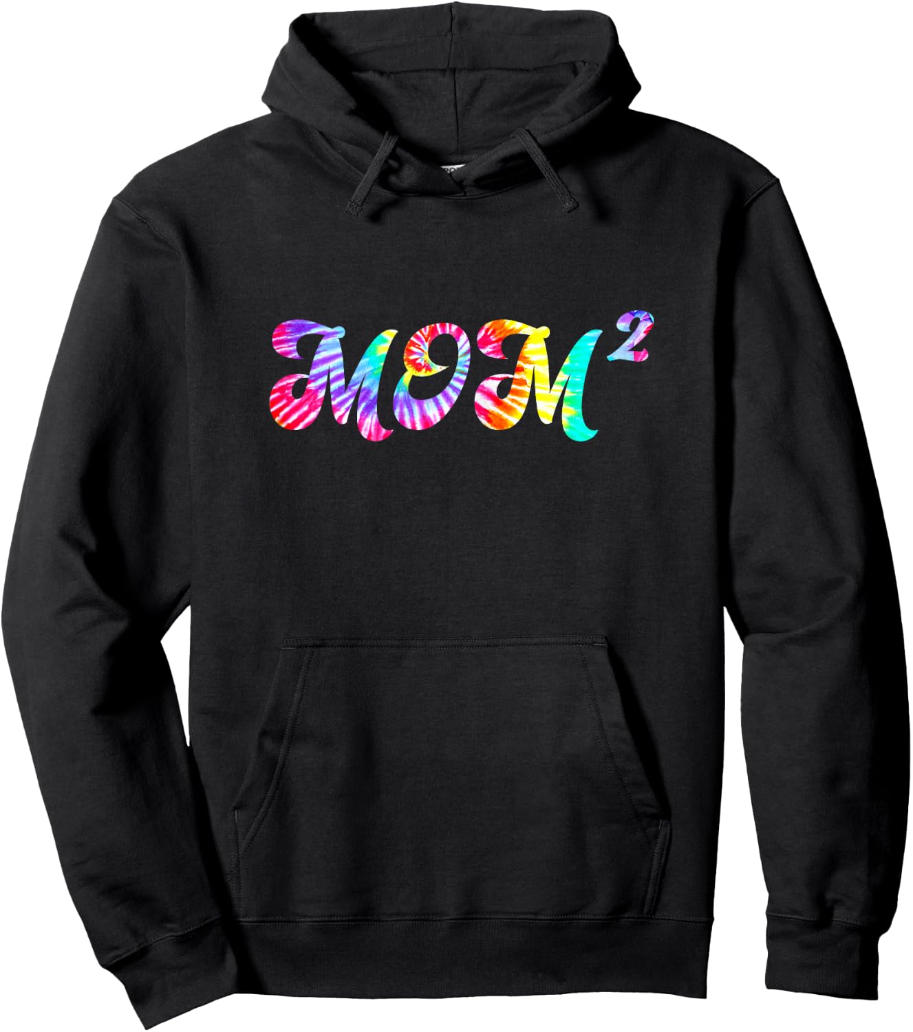 Tie Dye Mom2 Mom Squared Mother of Two Twins Mothers Day Hoodie - Hoodie | Black