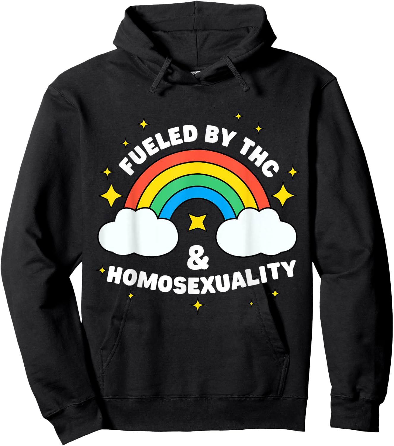 Fueled by THC & Homosexuality Funny LGBTQ Pride Rainbow Hoodie - Hoodie | Black
