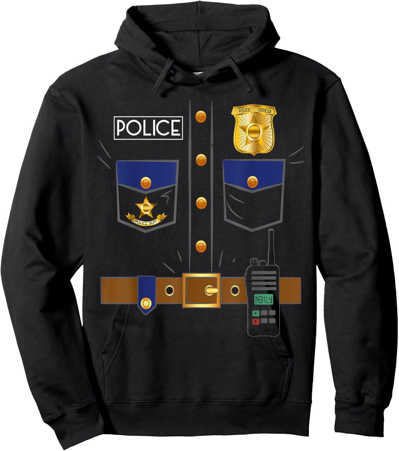Police Officer Costume Police Costume For Kids Funny Police Hoodie - Hoodie | Black
