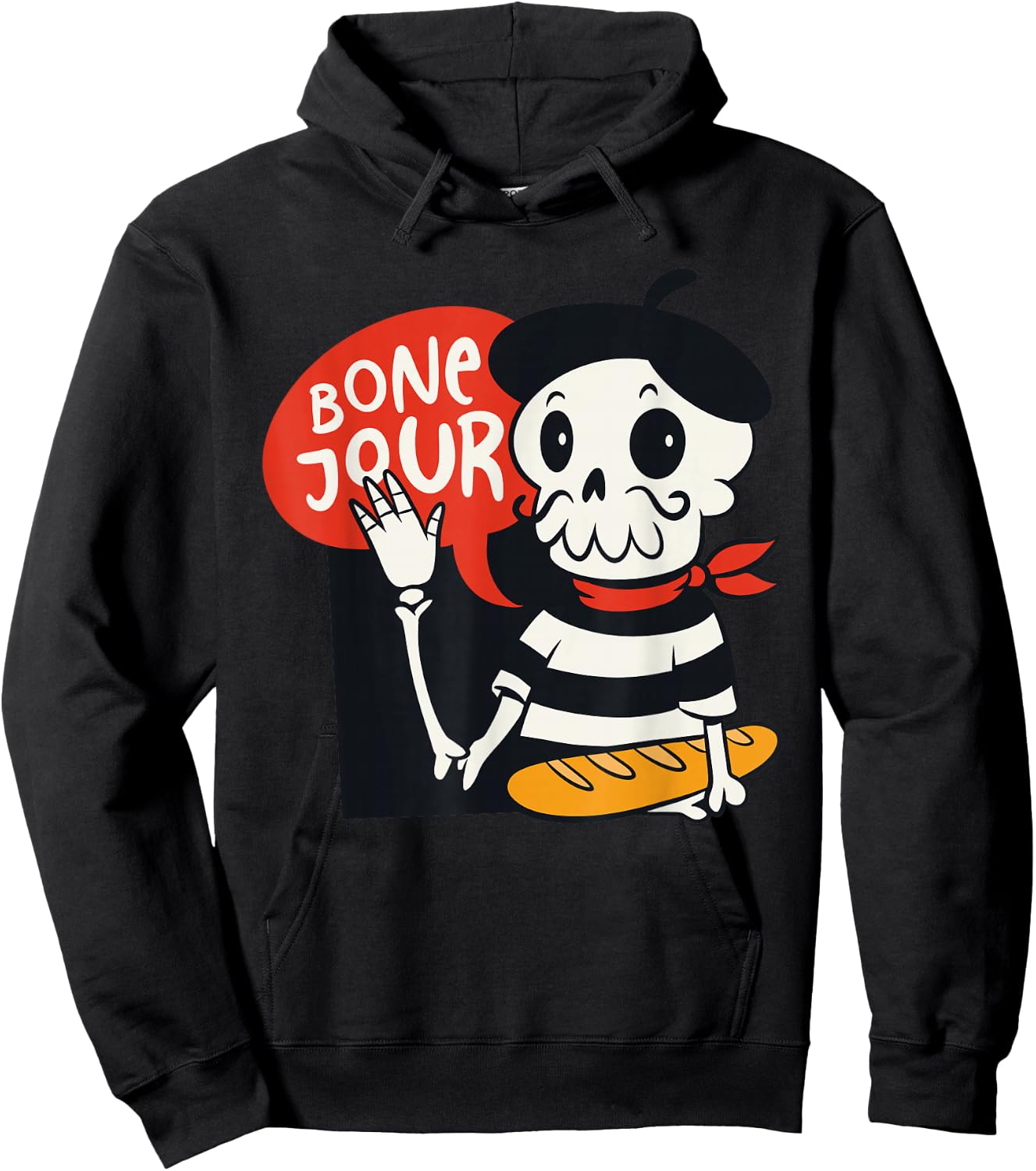 French Halloween Shirt Bone-Jour Shirt Halloween Skeleton Hoodie - Hoodie | Black