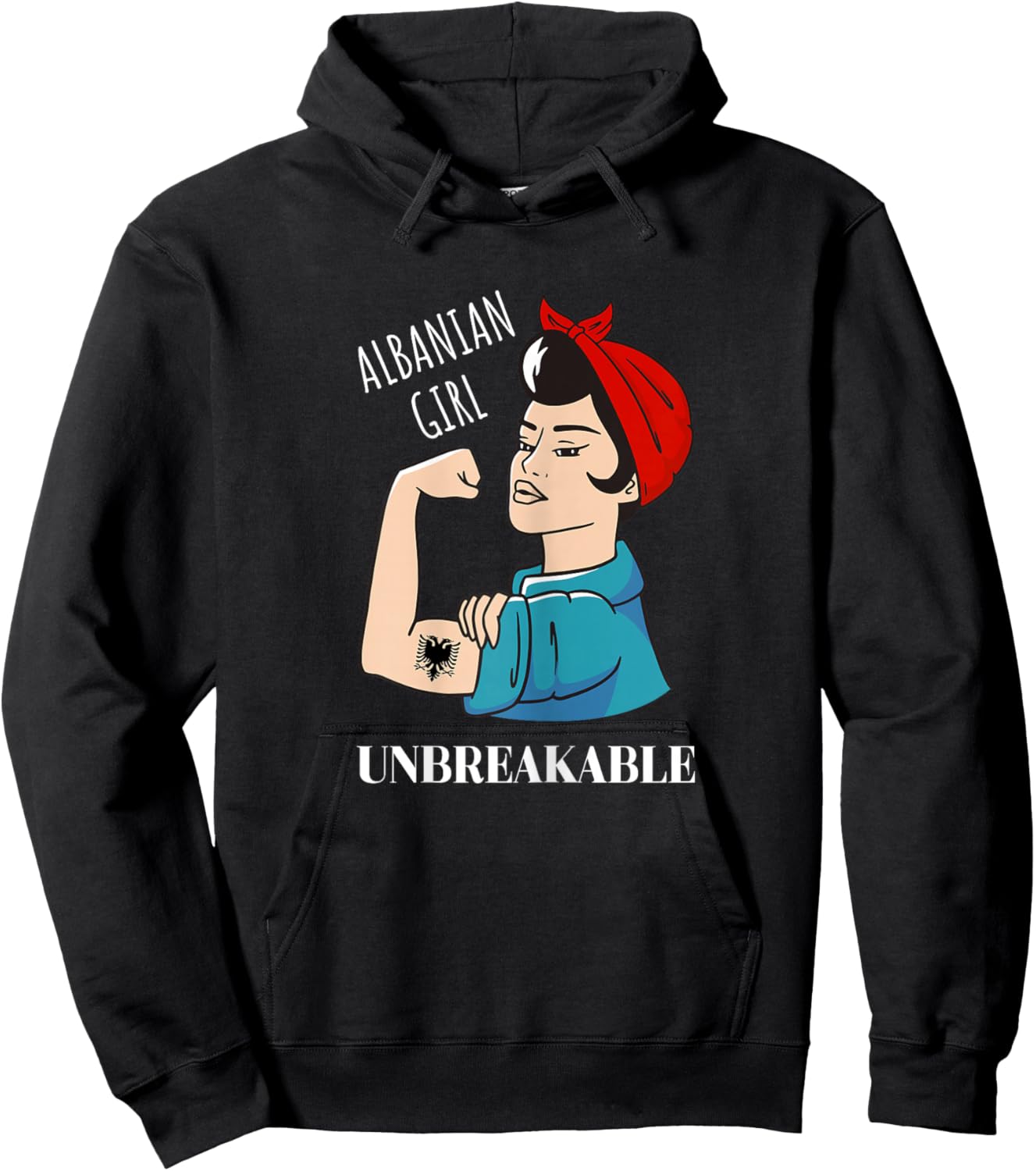 Albanian Girl Unbreakable Heritage Albania Eagle Hoodie - Hoodie | Black
