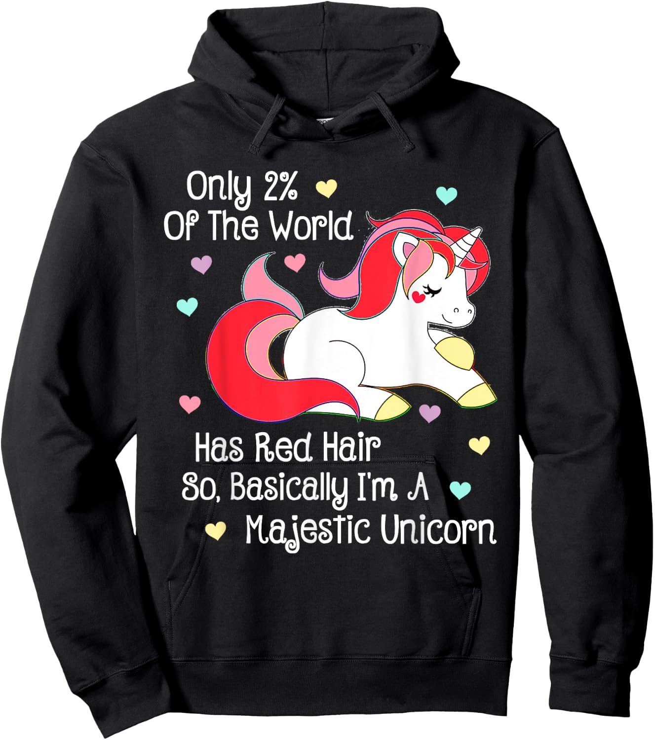 Only 2% of the World Has Red Hair Unicorn Redhead T Shirt Hoodie - Hoodie | Black