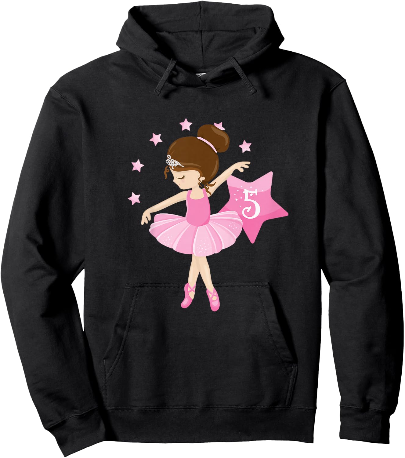 Kids Kids 5th Birthday Ballerina Gift 5 Year Old Girls Hoodie - Hoodie | Black