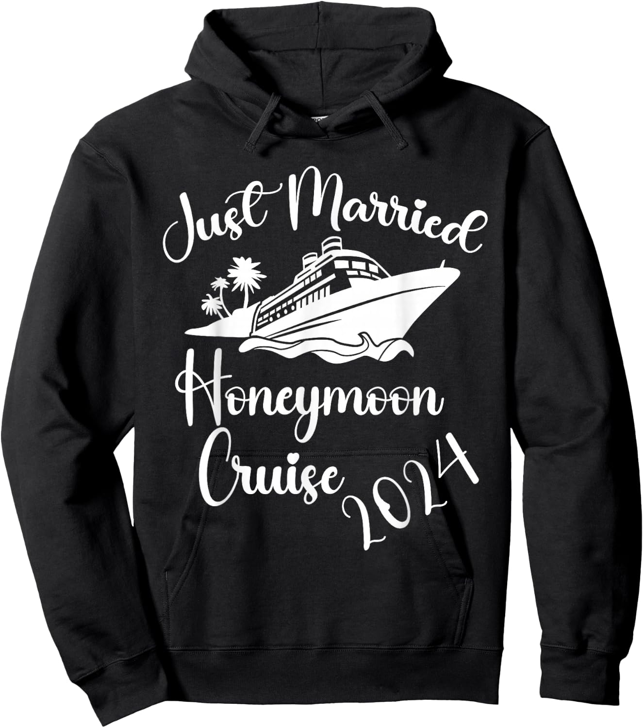 Just Married 2024 Wedding Ring Matching Honeymoon Cruise Hoodie - Hoodie | Black