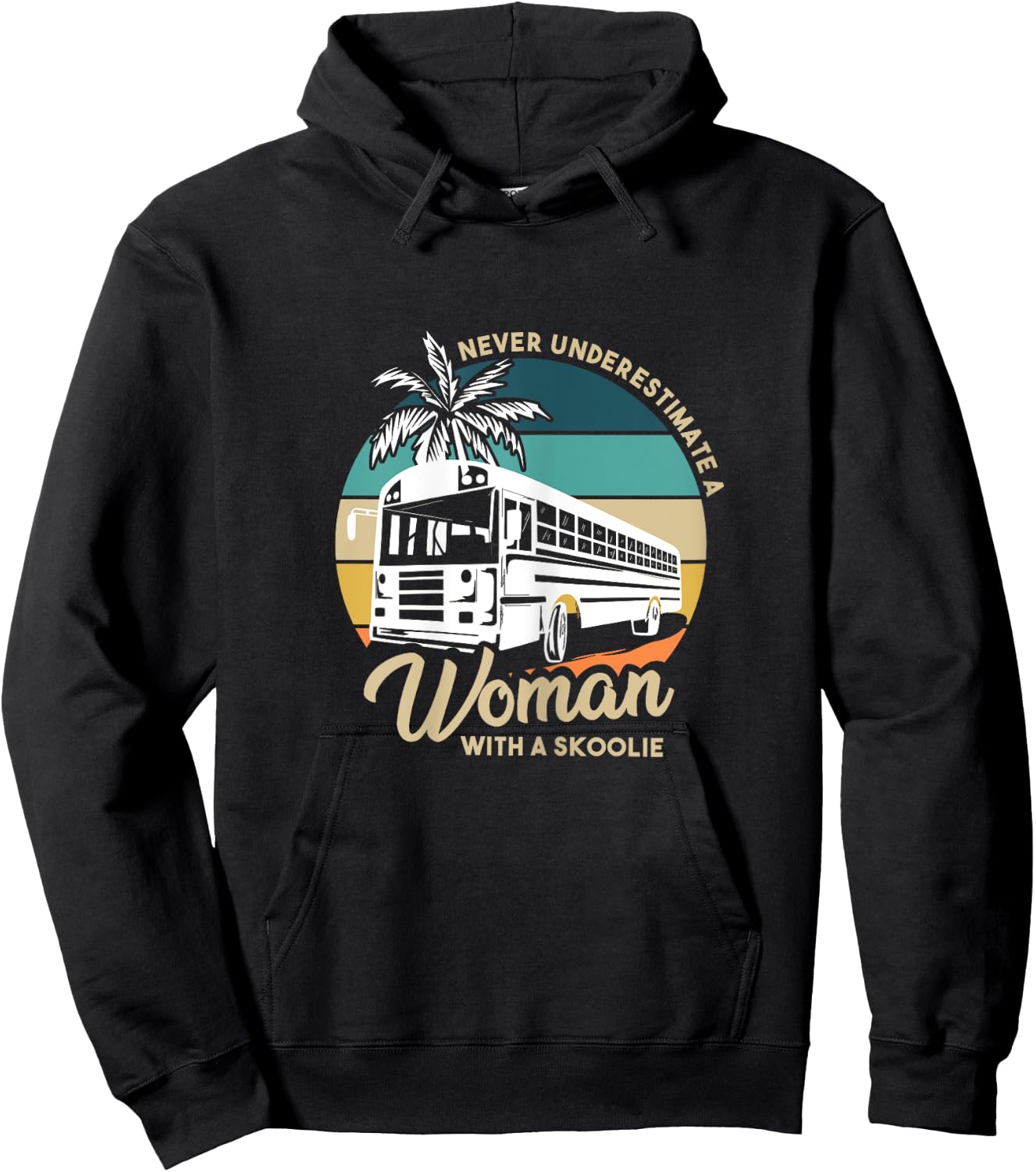 Vintage Camping Bus Design for a Skoolie Owner Hoodie - Hoodie | Black
