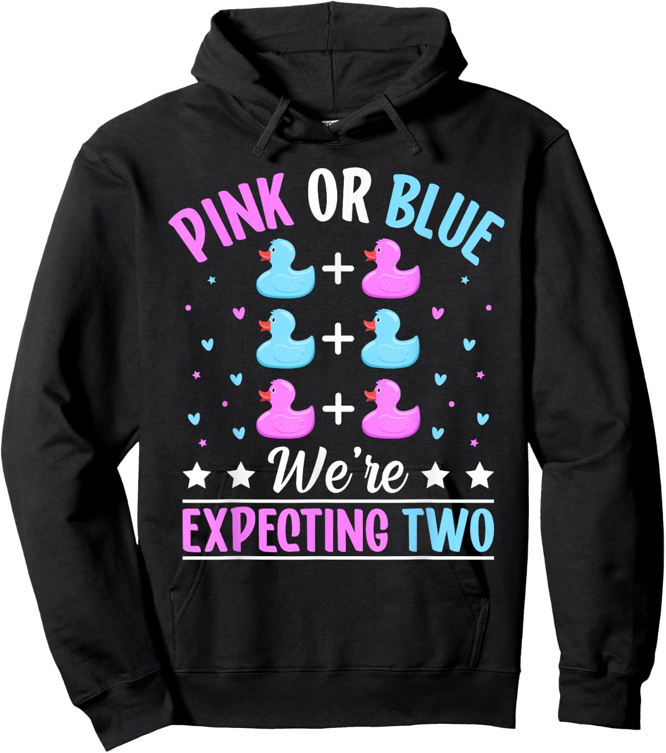Pink or Blue We're expecting Two Twins Gender Announcement Hoodie - Hoodie | Black
