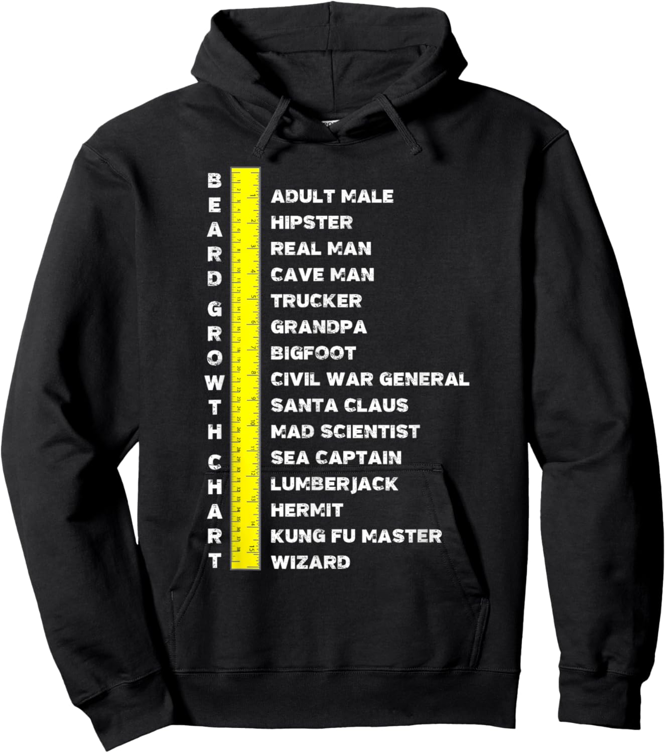 Beard Length Growth Chart Ruler Gifts Outfit Hoodie - Hoodie | Black